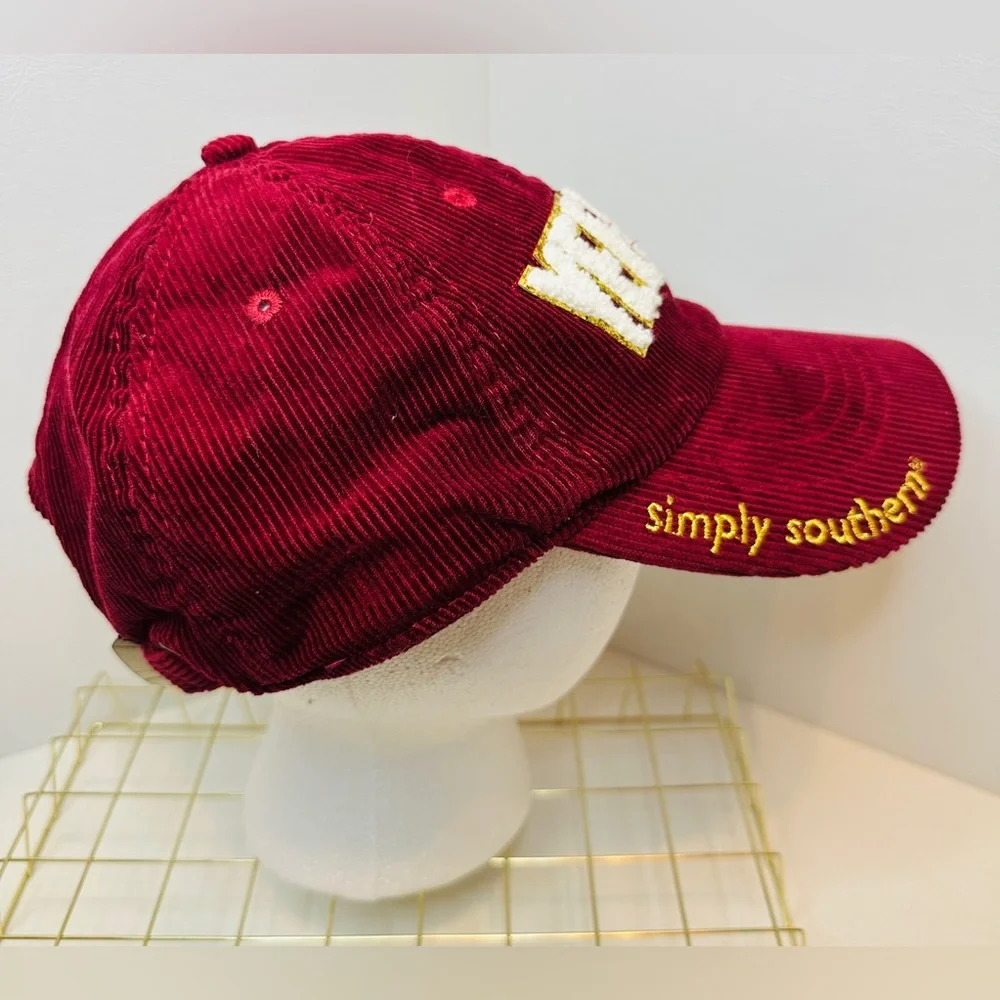 Simply Southern Burgundy Dark Red Corduroy YEE HAW Adjustable Baseball Cap Hat